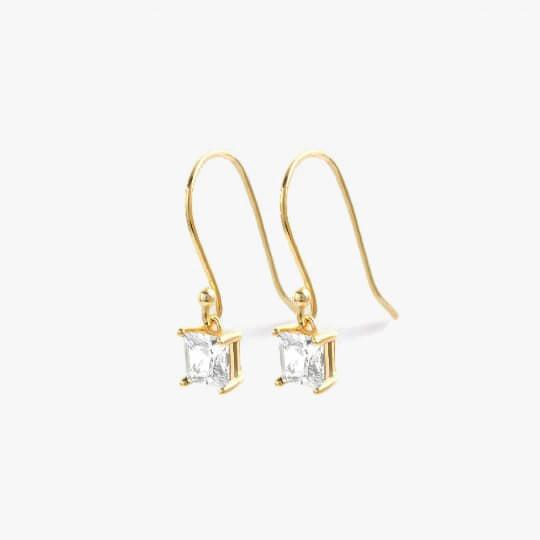 CZ Square Earrings | Square Wire Earrings - EricaJewels