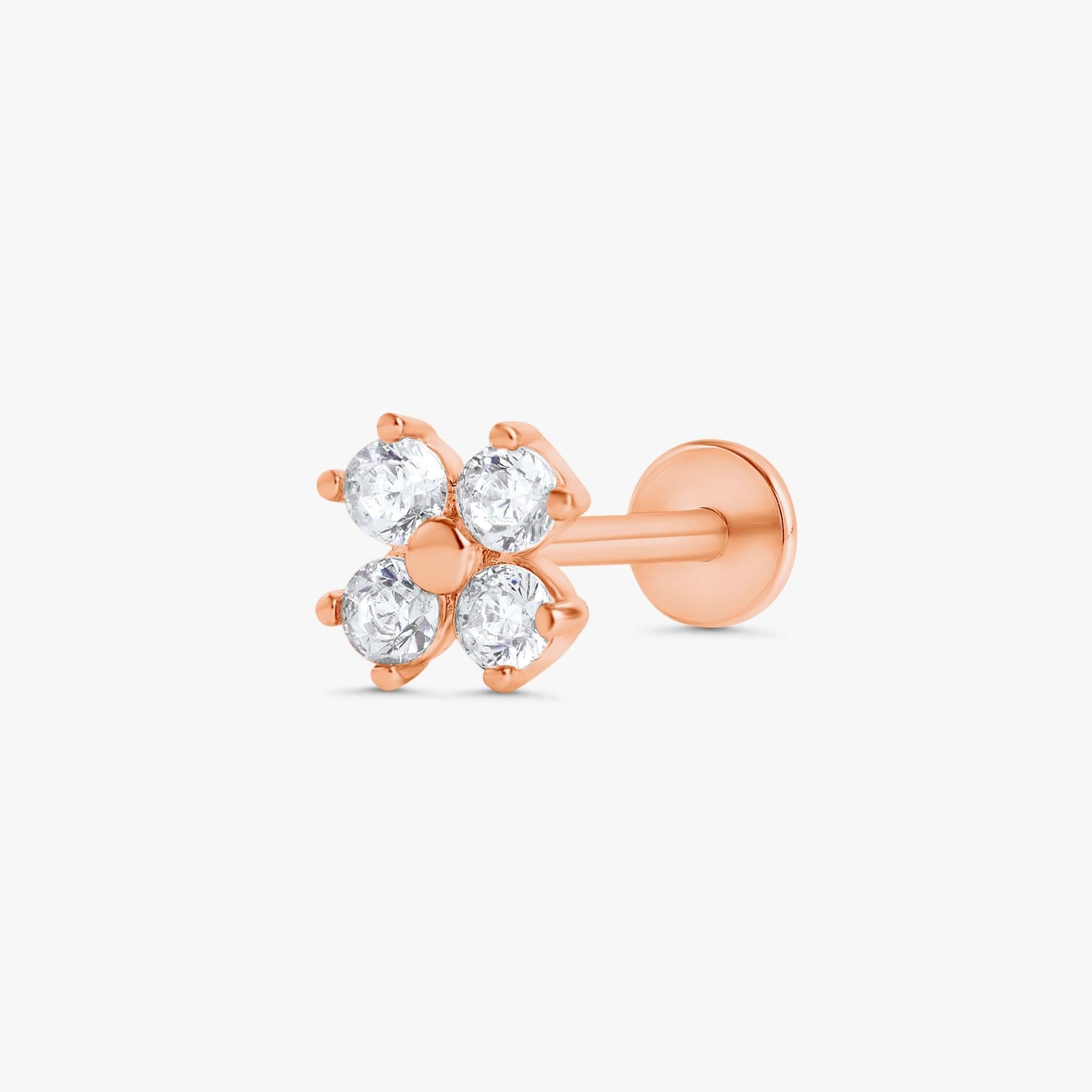 White CZ Flat Back Piercing Earrings - EricaJewels