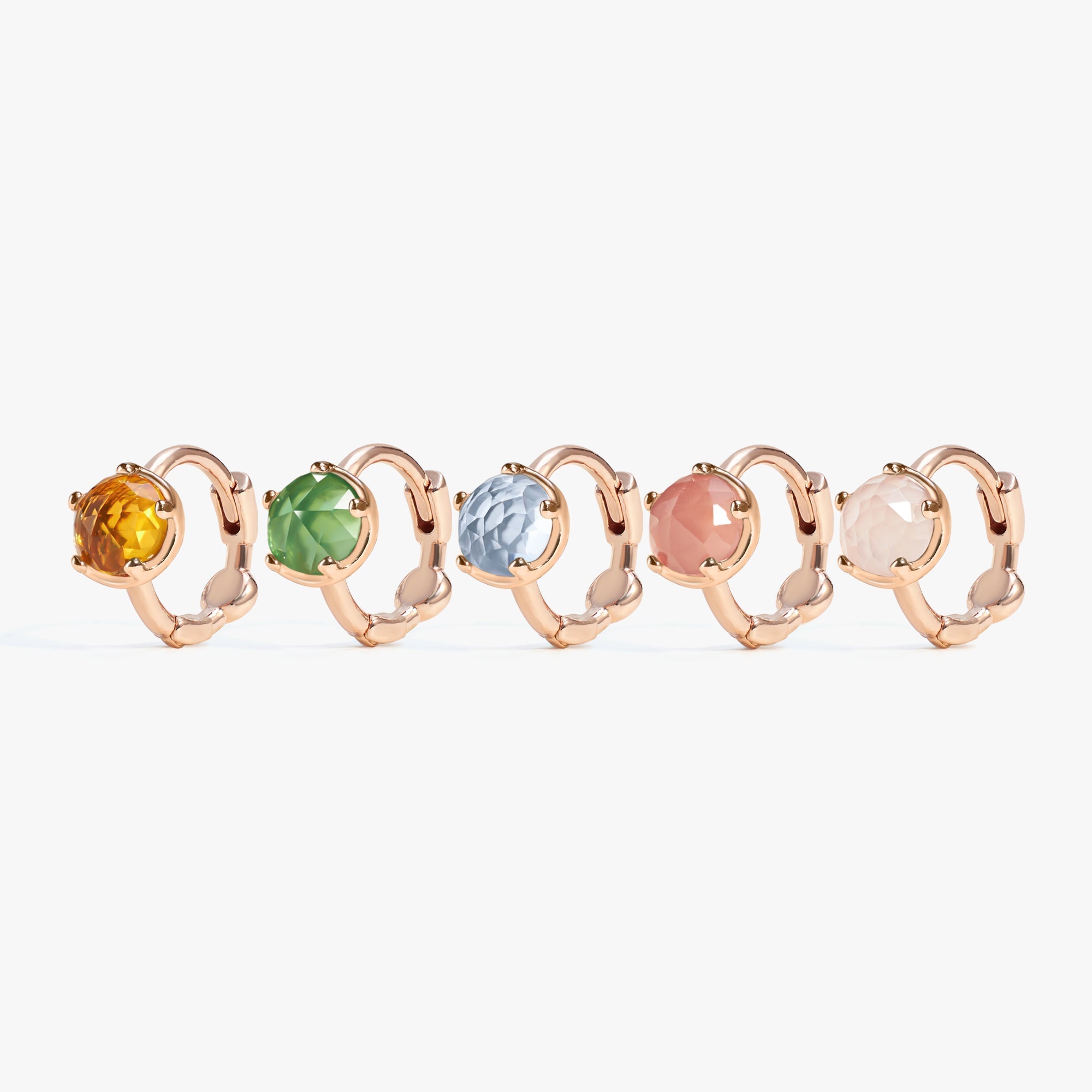 Natural Gemstone Huggie Hoop Earrings